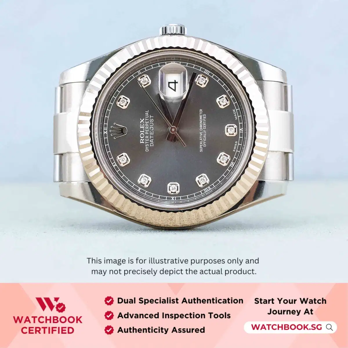 Rolex Datejust 116334 Slate w 10 Points Diamond