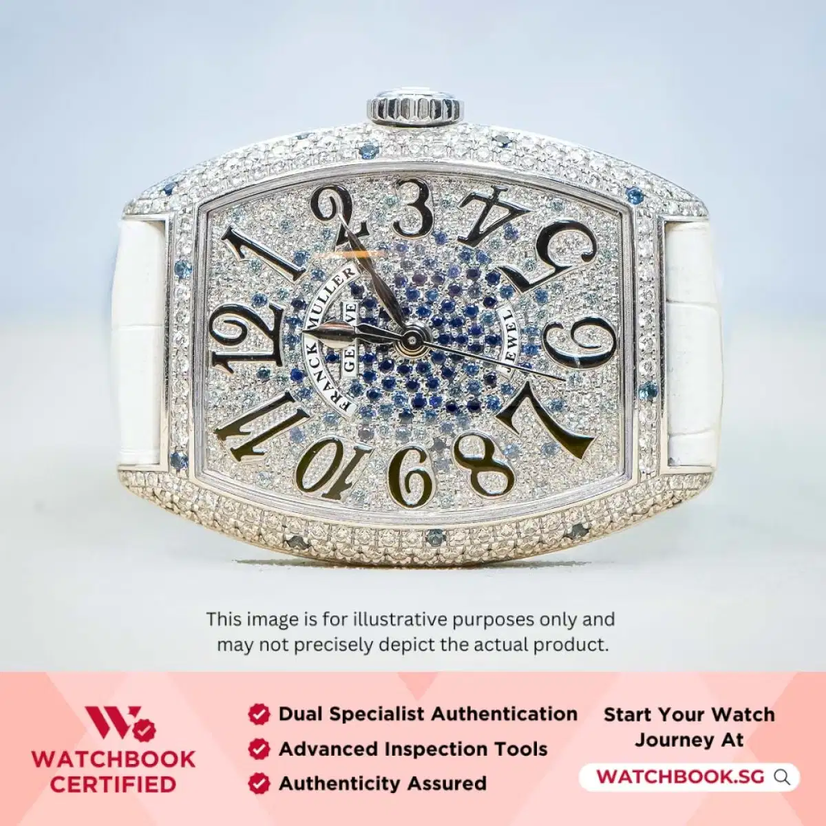 Franck Muller Curvex 7500 SC AT FO BU D CD JEWEL LIMITED EDITION OG PAVED DIA WITH BLUE JEWEL BLACK ARABIC