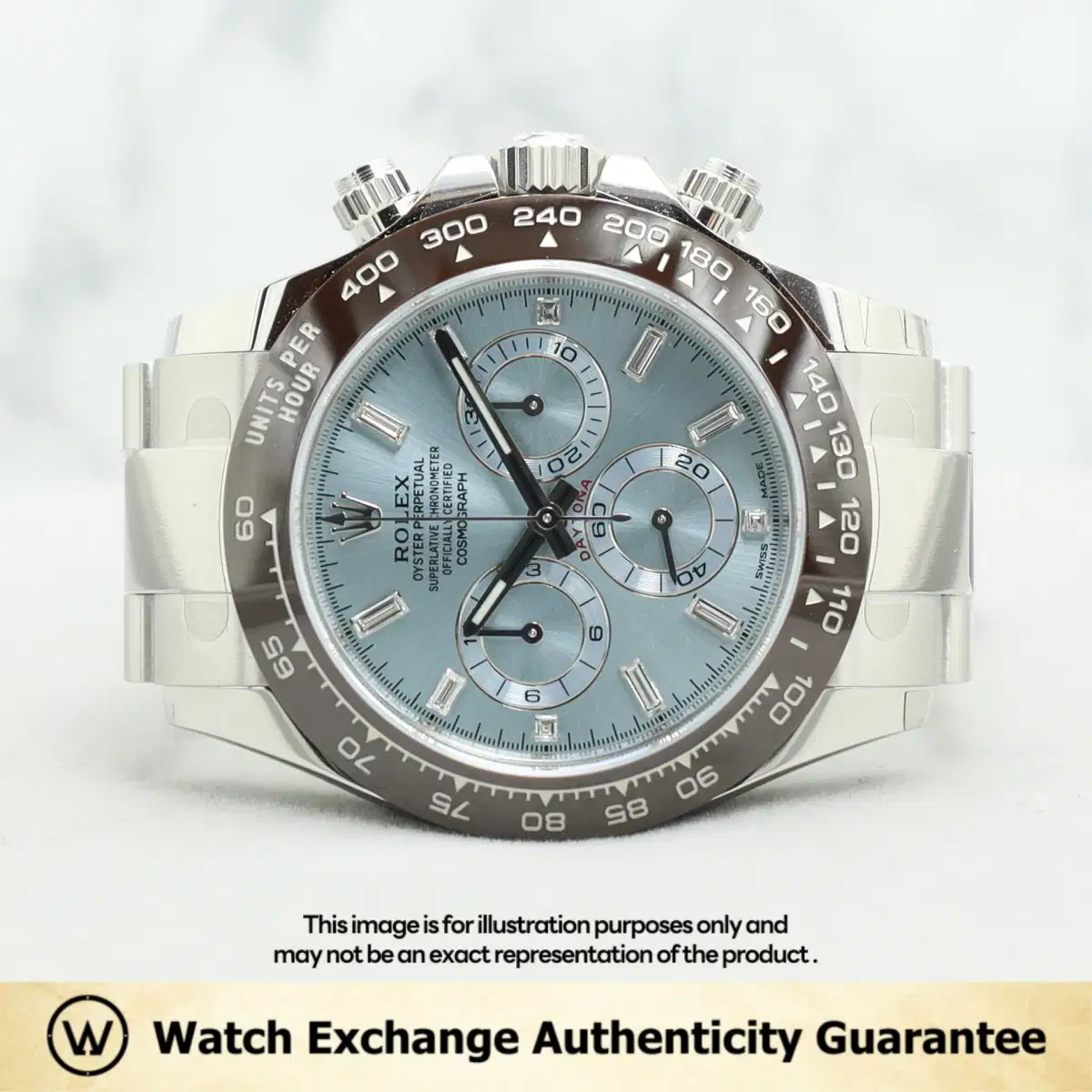 Rolex Daytona Platona 116506 Ice Blue w Baguette Diamond