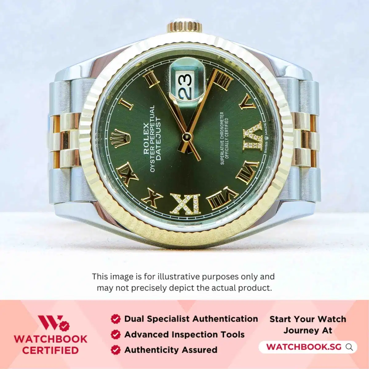 Rolex Datejust 126233 Olive Green w VI & IX Diamond