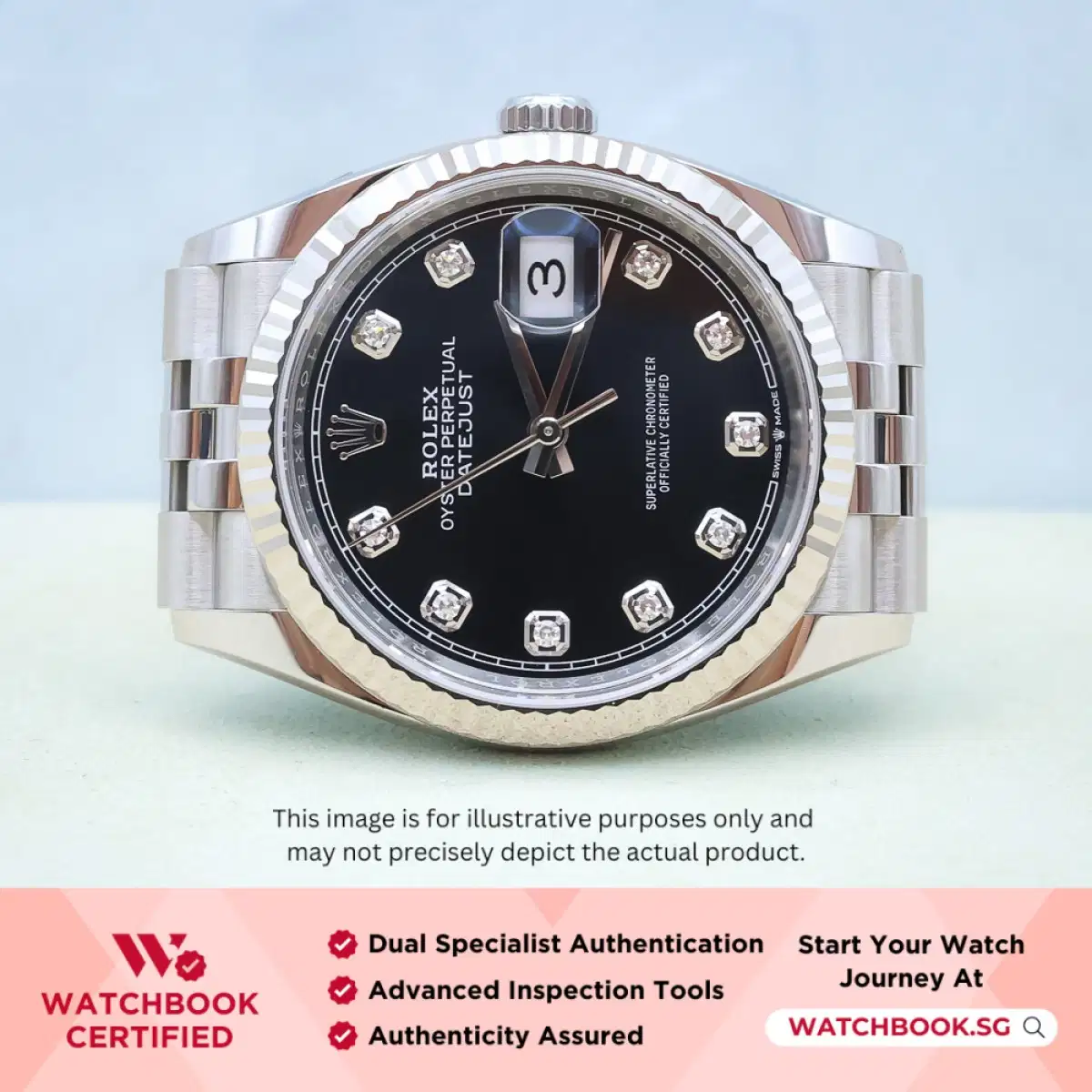 Rolex Datejust Black Diamond 126234 Black w 10 Point Diamonds