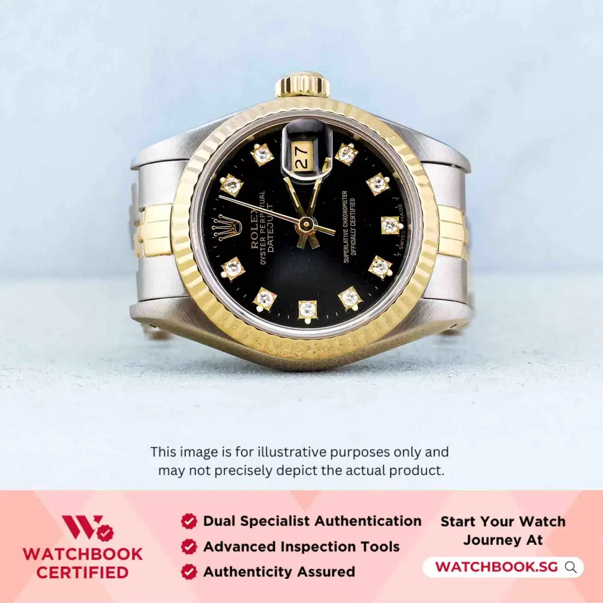 Rolex Datejust 69173 Black w 10 Points Diamond