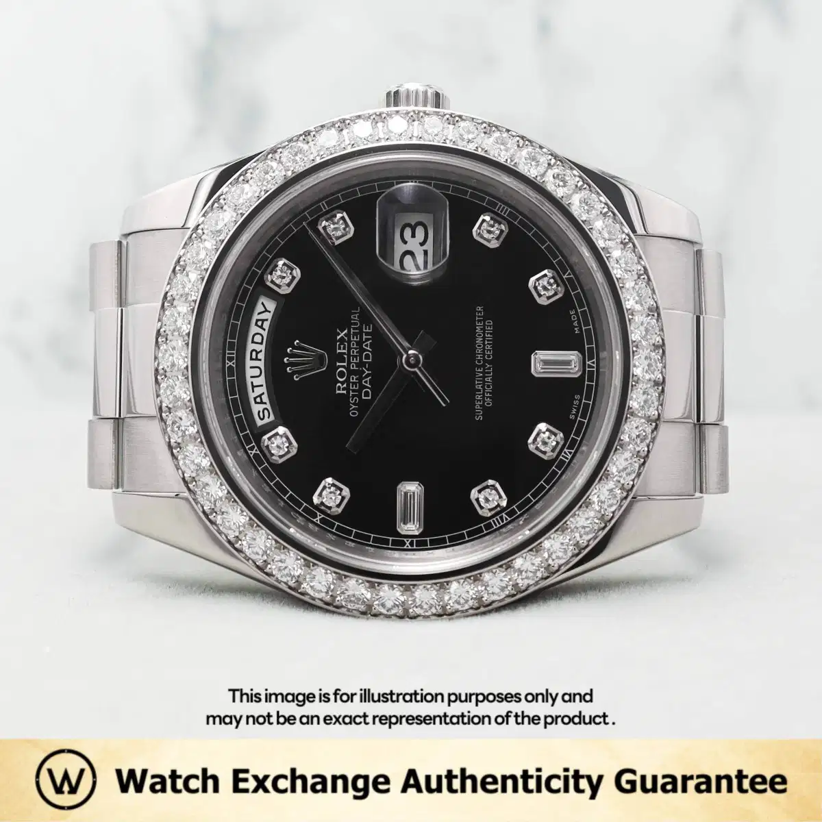 Rolex Daydate 218349 Black w 10 Points Diamond