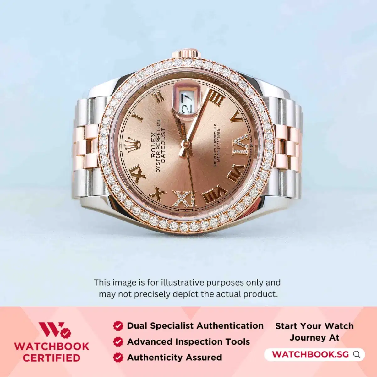 Rolex Datejust 126281RBR Rose w VI & IX Diamond