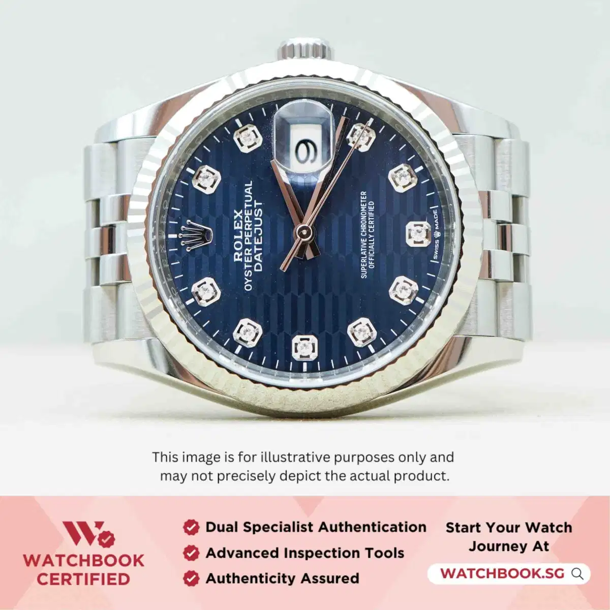 Rolex Datejust 126234 Blue Motif w 10 Points Diamond